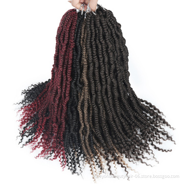 18 inch Synthetic Bomb twist  Braids pre stretch passion twist Crochet Hair Extension Prelooped braids twist For Women